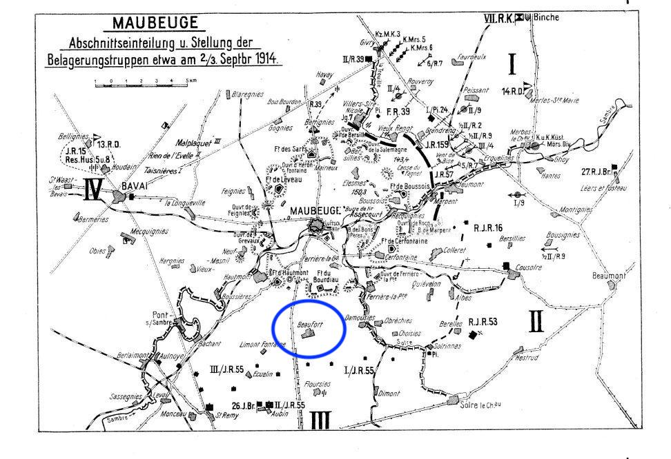 Situation du village de Beaufort - https://utel-maubeuge.fr/index.php?option=com_content&view=article&id=425:jeudi-13-avril-m-jean-heuclin-le-regard-allemand-sur-le-siege-de-maubeuge-legendes-et-realites&catid=30&Itemid=214
